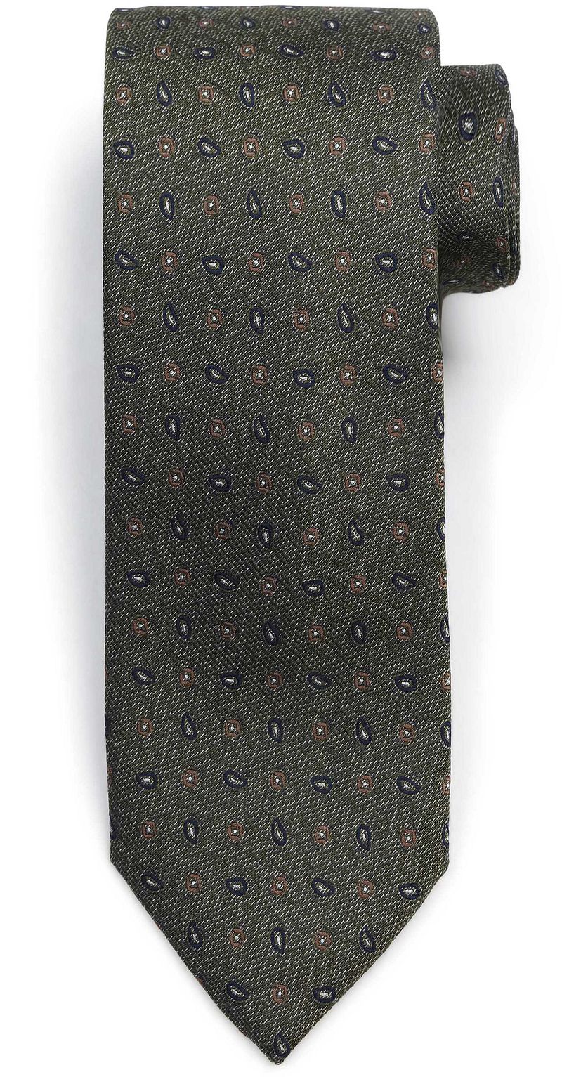Suitable Stropdas Zijde Small Paisley Olive -
