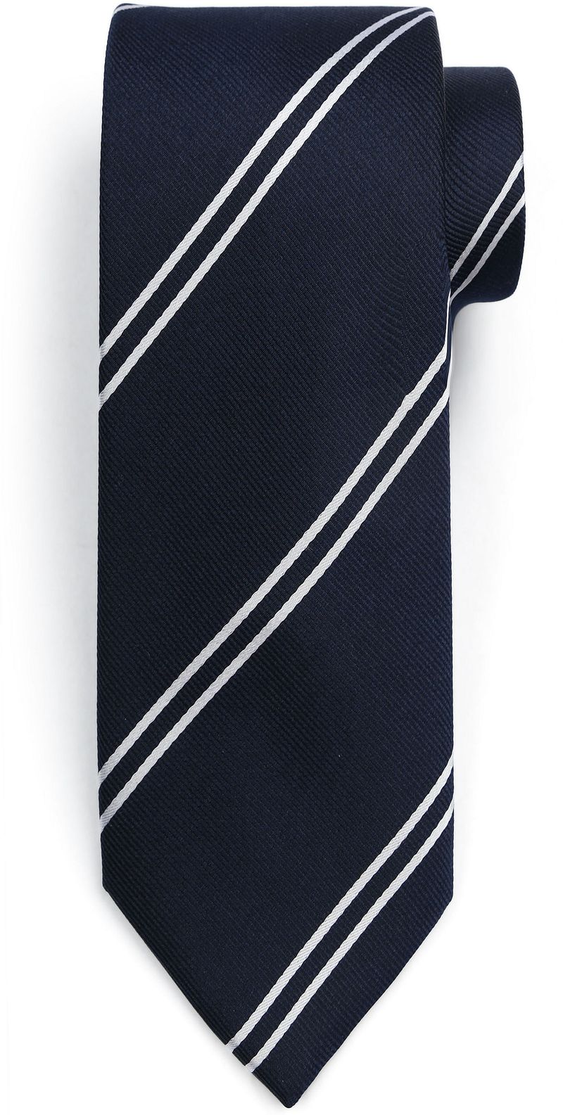 Suitable Krawatte Seide Double Stripe Navy  - günstig online kaufen