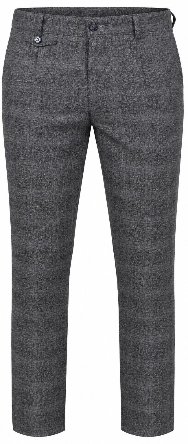 Suitable Chino Pico Pleat Check Grijs