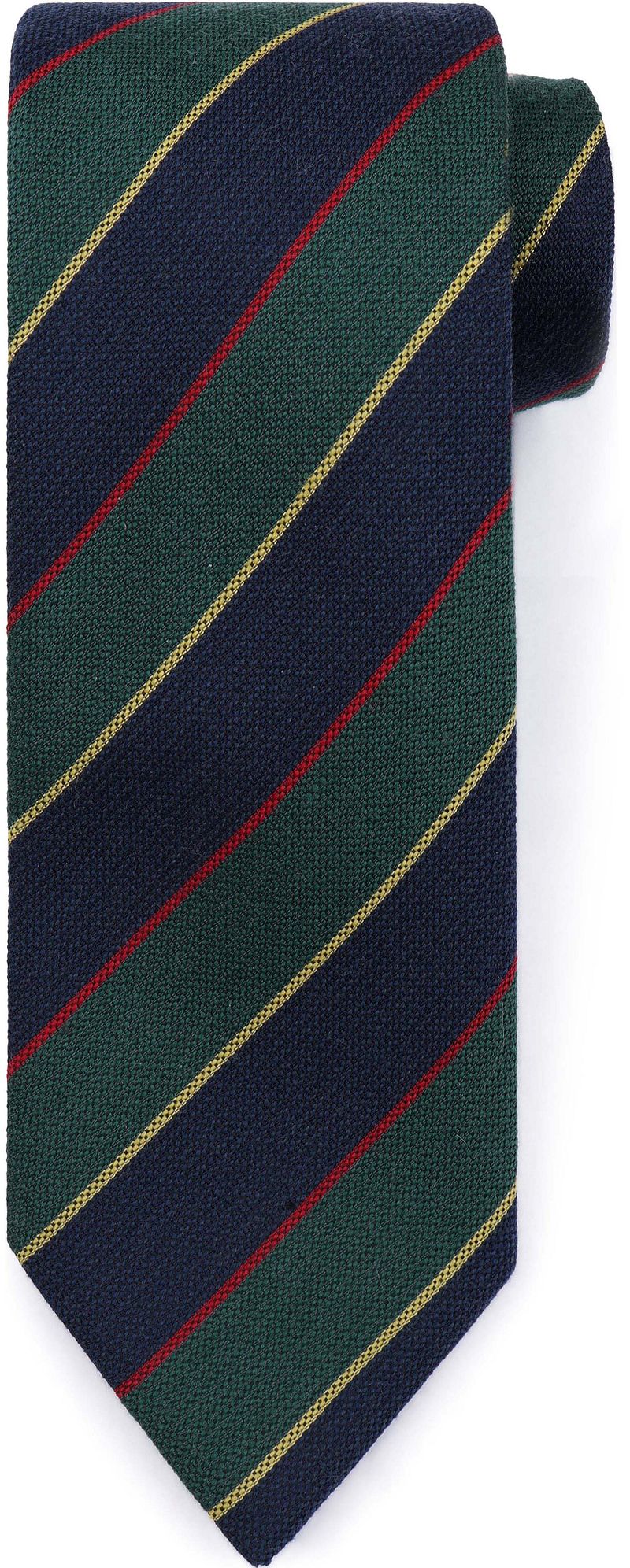 Suitable Stropdas Zijde Triple Stripe Donkerblauw  -