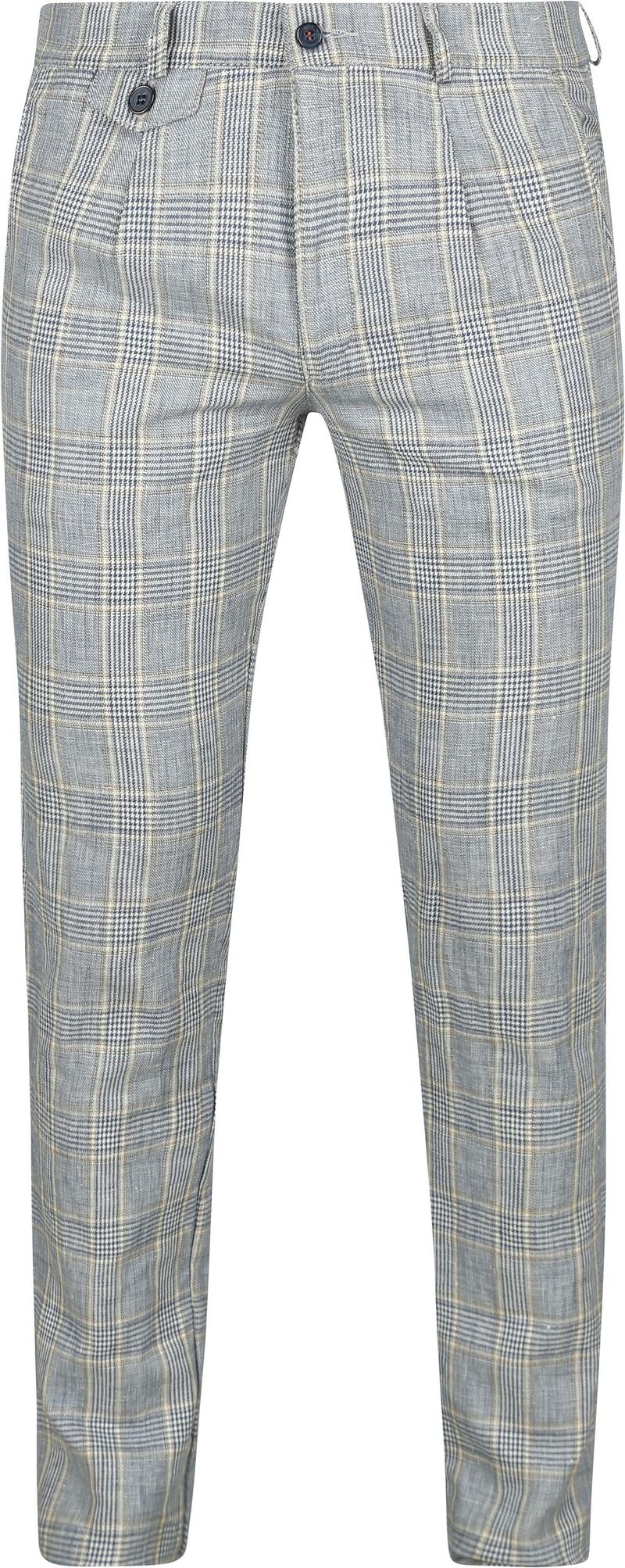 Suitable Chino Leinen-Mix Karo Blau - Größe 98