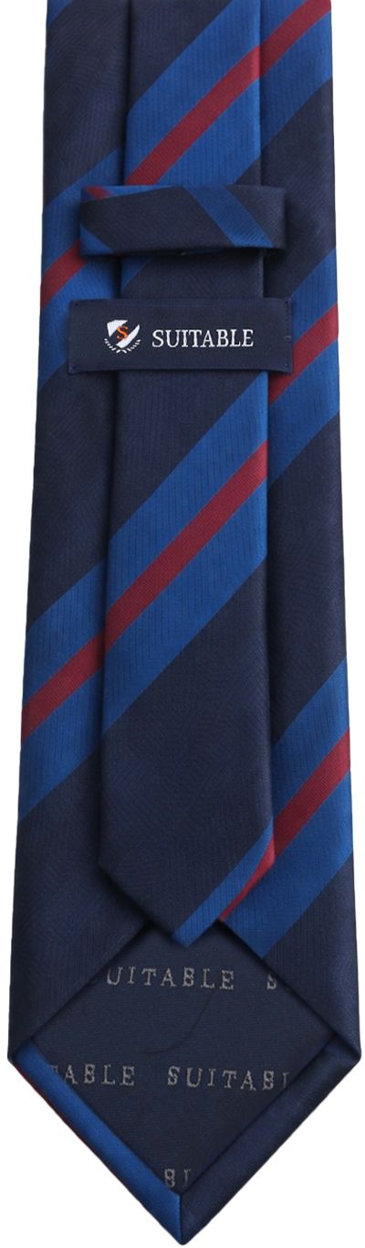 Suitable Krawatte Seide Triple Stripe Navy  - günstig online kaufen