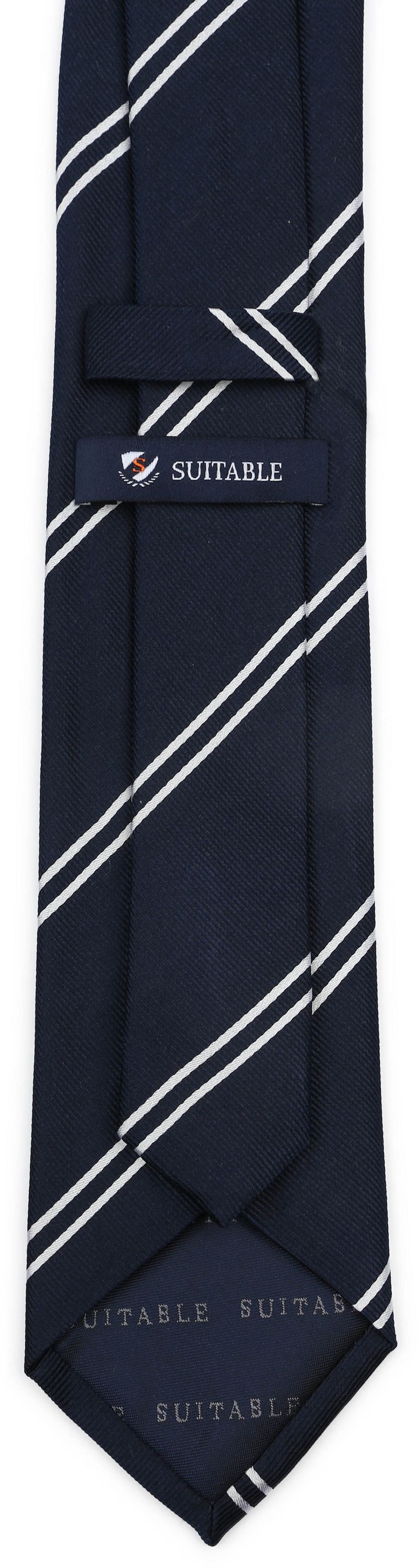 Suitable Krawatte Seide Double Stripe Navy  - günstig online kaufen