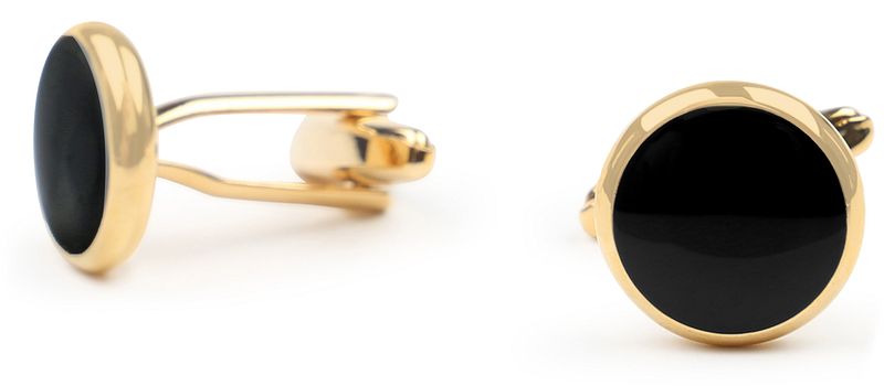 Suitable Manchetknoop Rond Goud Zwart -