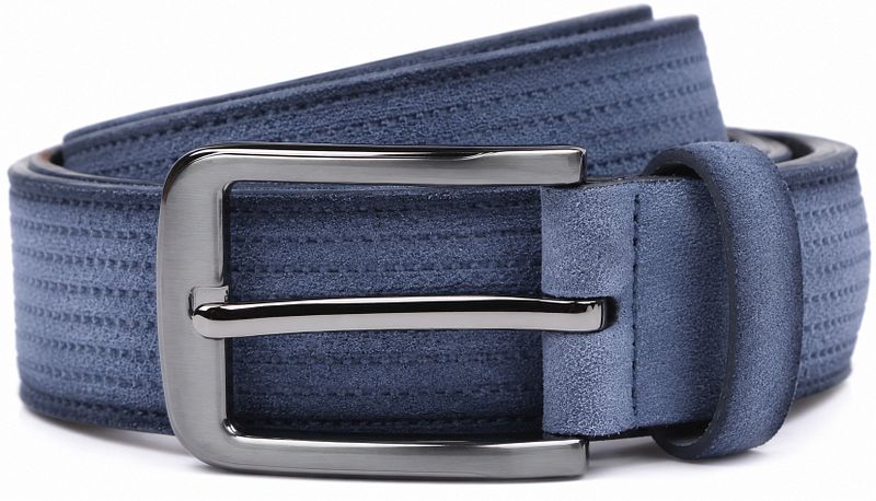 Suitable Riem Structuur Suede Jeans Blauw