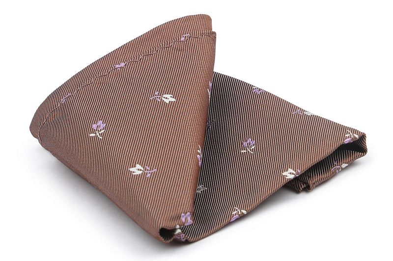 Suitable Zijde Pochet Bloem Bruin -