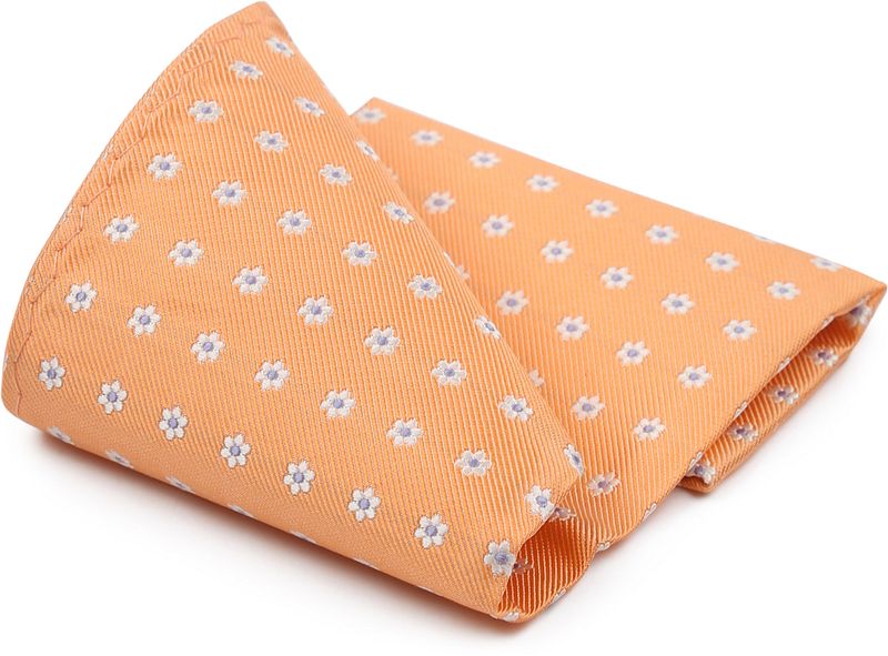 Suitable Zijde Pochet Abrikoos Print Flower -
