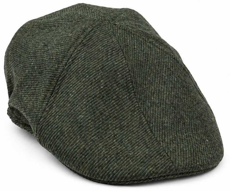 Suitable Flat Cap Wool Twill Donkergroen -