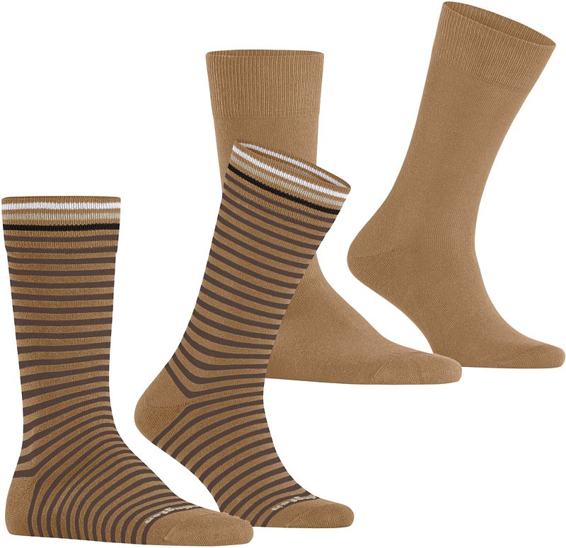 Burlington Everyday 2-Pack Streifen Beige - Größe 40-46 günstig online kaufen