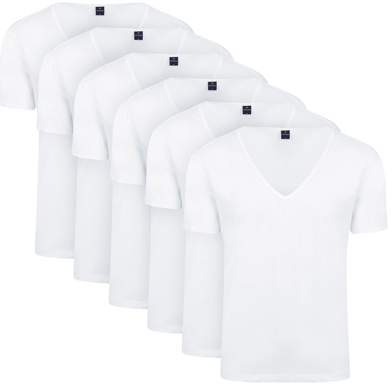 Suitable Vitaru T-Shirt Tiefer V-Ausschnitt Weiß 6-Pack - Größe L günstig online kaufen