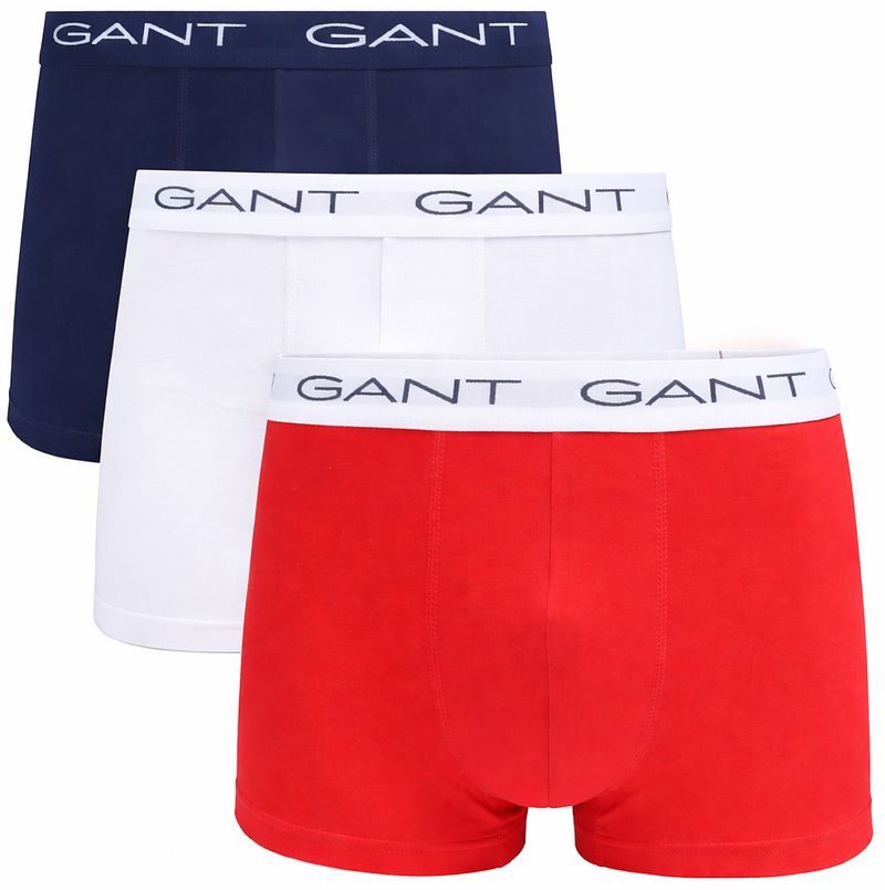 Gant Boxershorts trunk 3er-Pack Navy Weiß Rot - Größe M günstig online kaufen