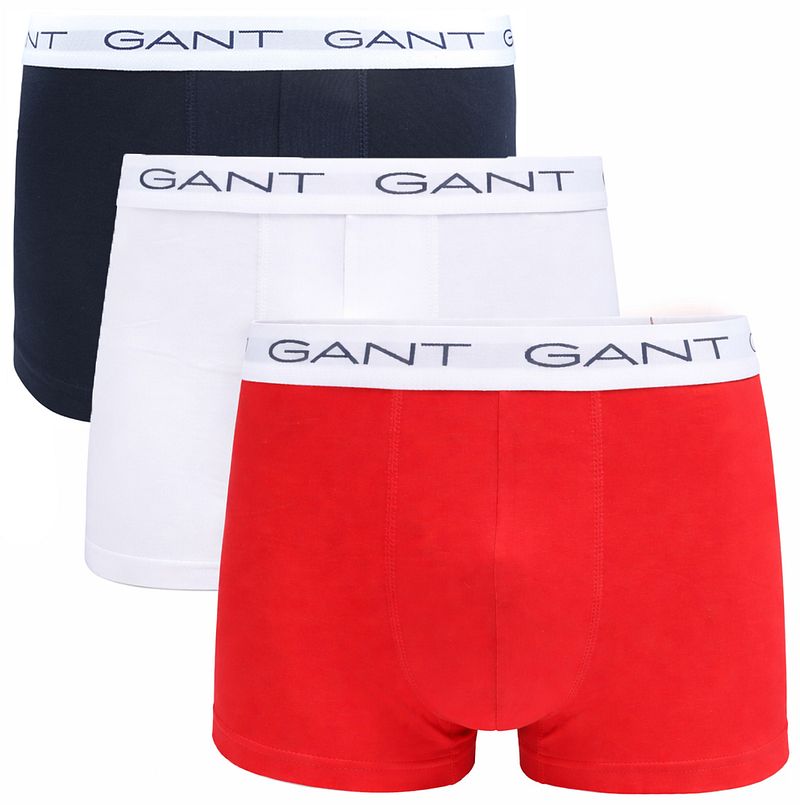 Gant Boxershorts trunk 3er-Pack Navy Weiß Rot - Größe XXL günstig online kaufen
