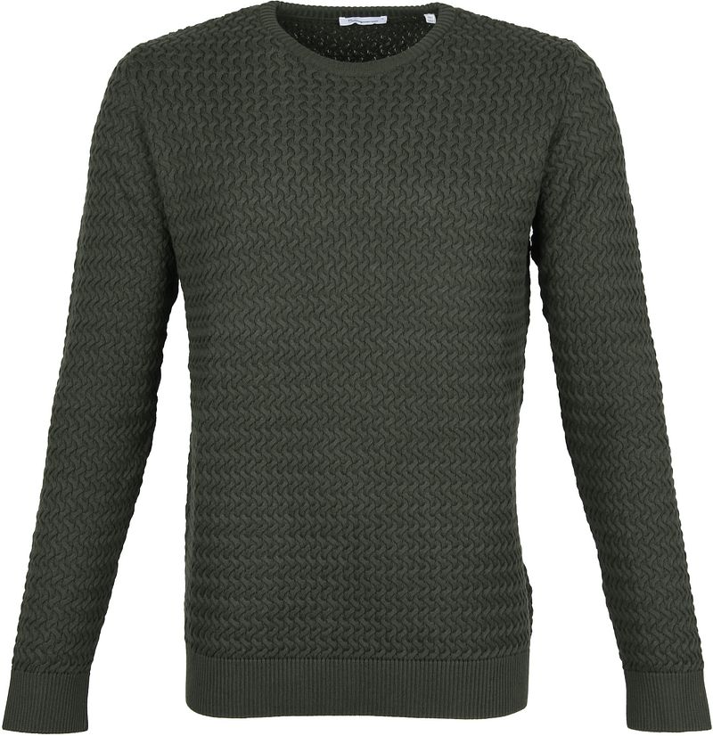 KnowledgeCotton Apparel Field Trui Donkergroen