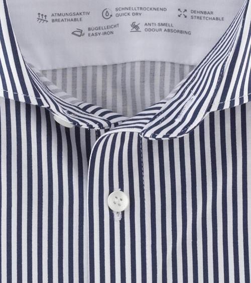 OLYMP Level 5 24/seven Hemd Streifen Navy - Größe 37 günstig online kaufen