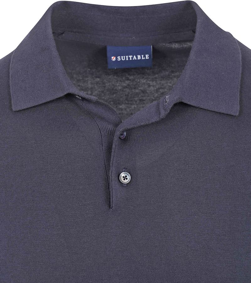 Suitable Knitted Poloshirt Navy - Größe XL günstig online kaufen