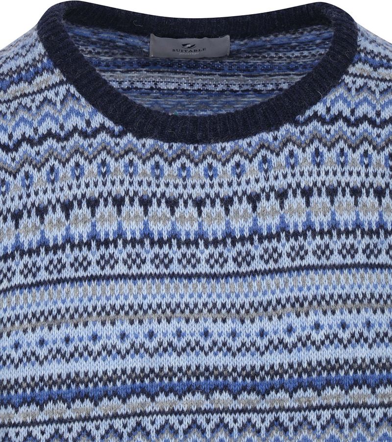 Suitable Prestige Fair Isle Pullover Blau - Größe 3XL günstig online kaufen