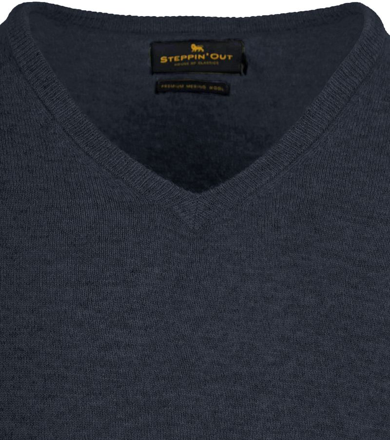 Steppin' Out Pullover V-Ausschnitt Merinowolle Navy - Größe XL günstig online kaufen