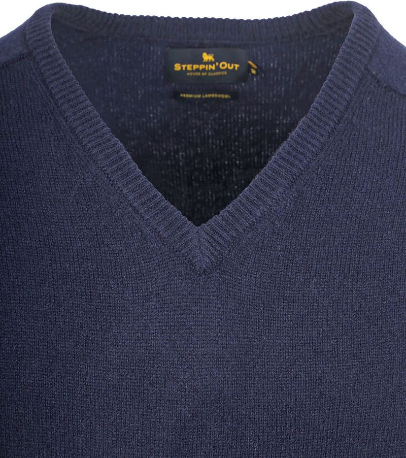 Steppin' Out Pullover V-Ausschnitt Lammwolle Navy - Größe M günstig online kaufen