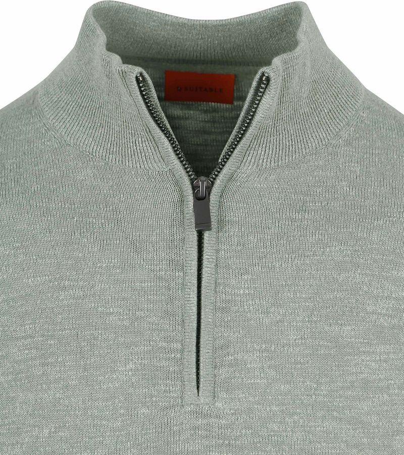 Suitable Slub Yarn Half Zip Pullover Grün - Größe XXL günstig online kaufen