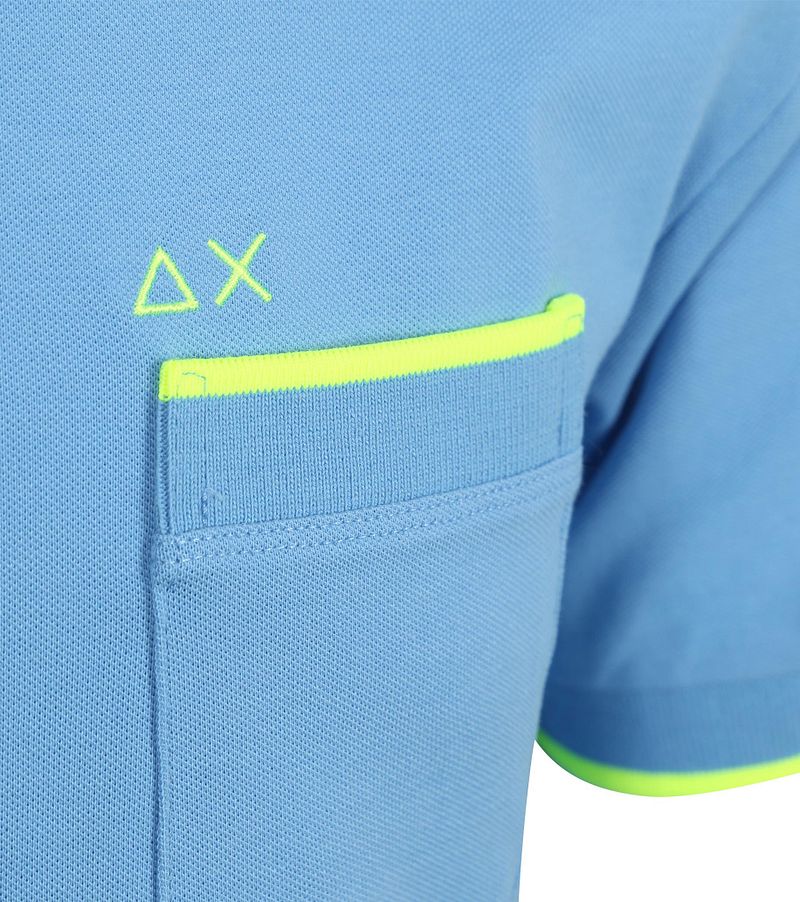 Sun68 Piqué T-Shirt Fluo Stripe Hellblau - Größe M günstig online kaufen
