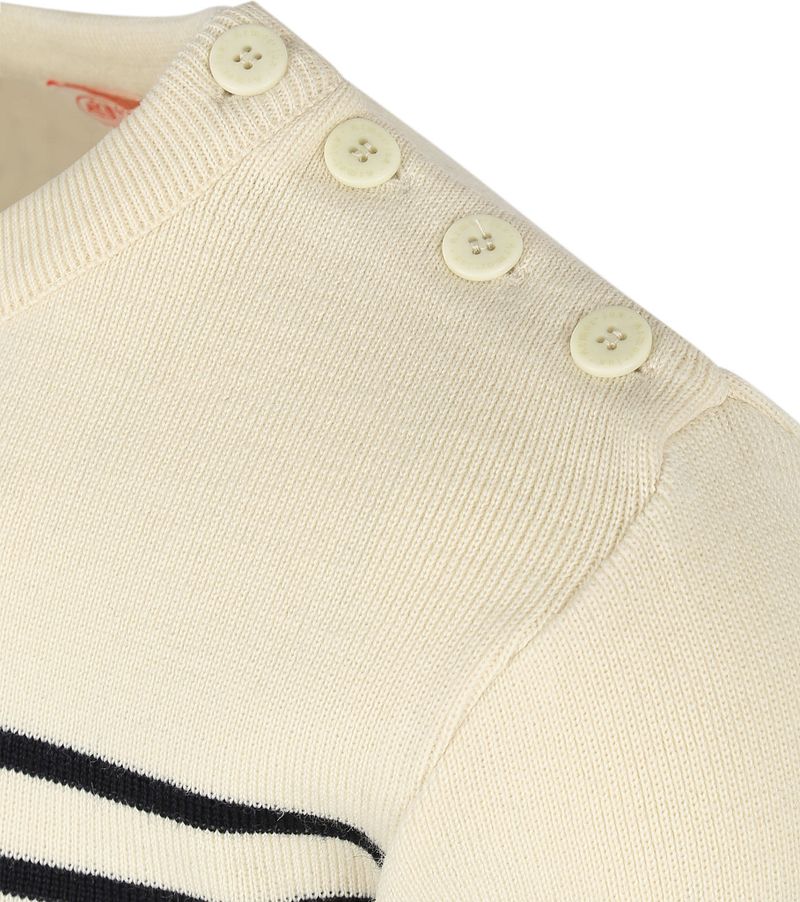 Armor-Lux Molène Pullover Wolle gestreift Ecru - Größe L günstig online kaufen