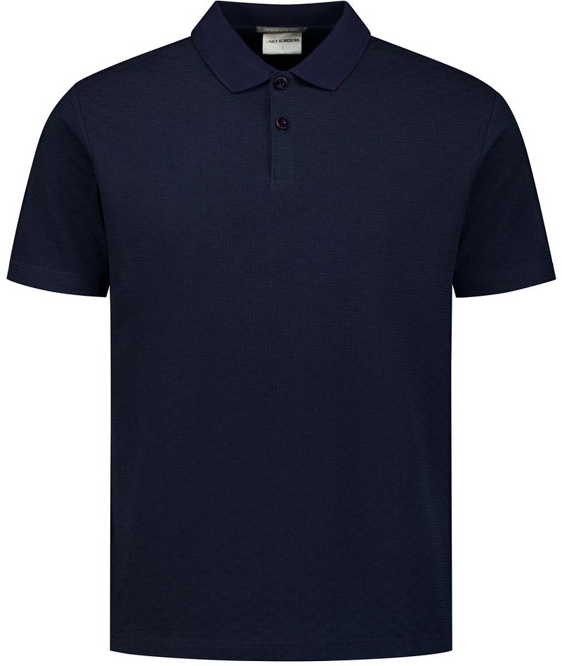 No Excess Knitted Poloshirt Structure Navy