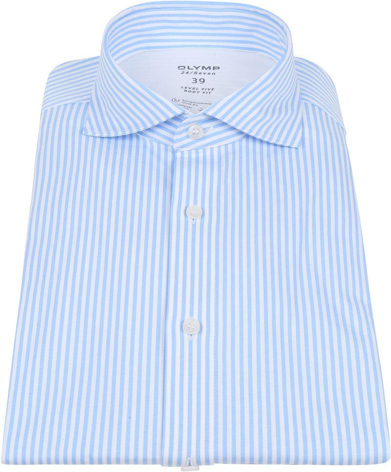 OLYMP Lvl 5 Hemd 24/Seven Streifen Blau - Größe 46 günstig online kaufen