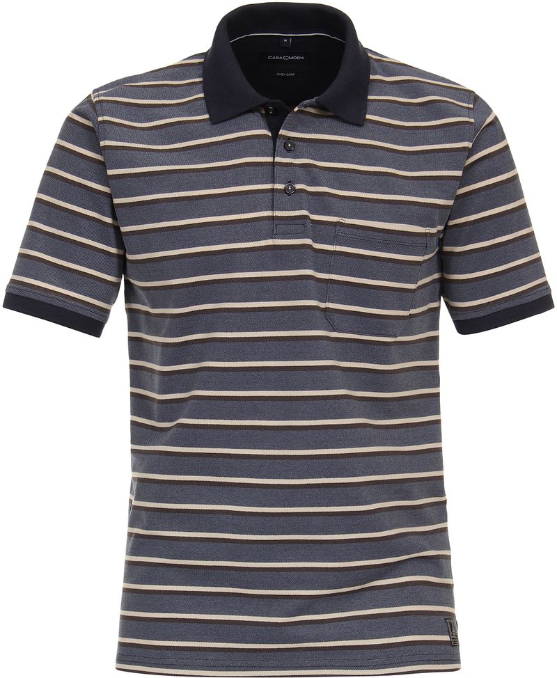 CASAMODA Poloshirt Streifen Blau - Größe L - Farbe: Dunkelblau