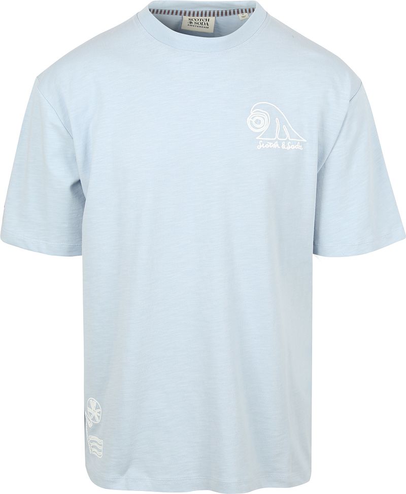 Scotch & Soda T-Shirt Slub Stickerei Blau - Größe XXL