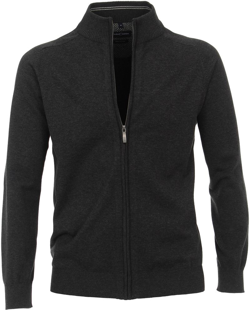 Casa Moda Strickjacke Zip Anthrazit - Größe XL günstig online kaufen