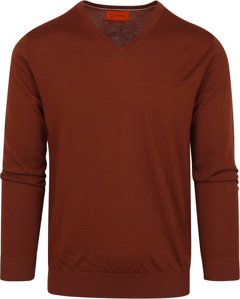 Suitable Pullover V-Neck Merino Brique - Größe M günstig online kaufen