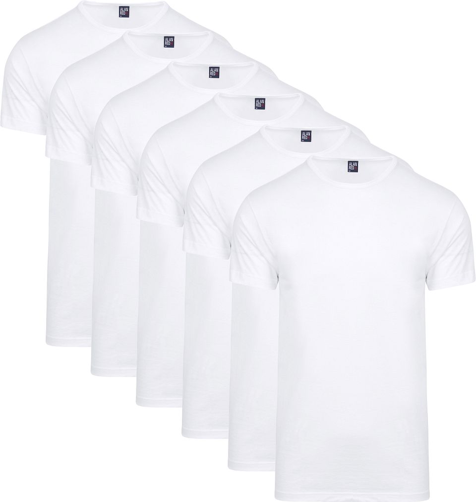 Derby T-shirt med rund hals, vit (6-pack)