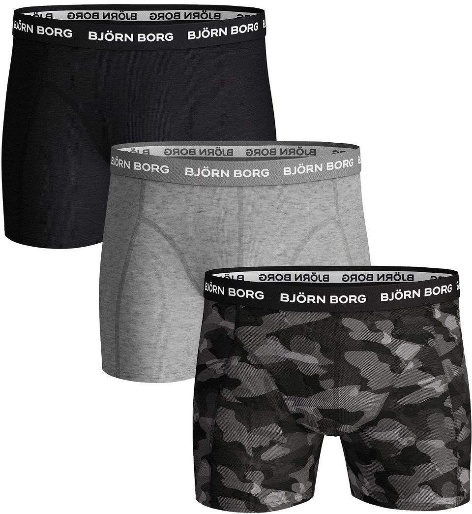 Björn Borg Bomullssträck Boxers 3-pack Svart/Grå Svart Grå Storlek