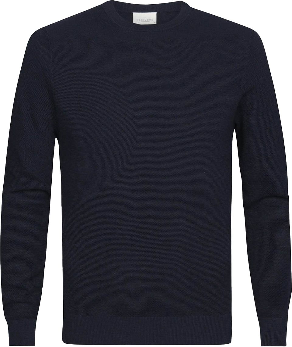 Rundhals Pullover Marine Mörkblå Blå Storlek