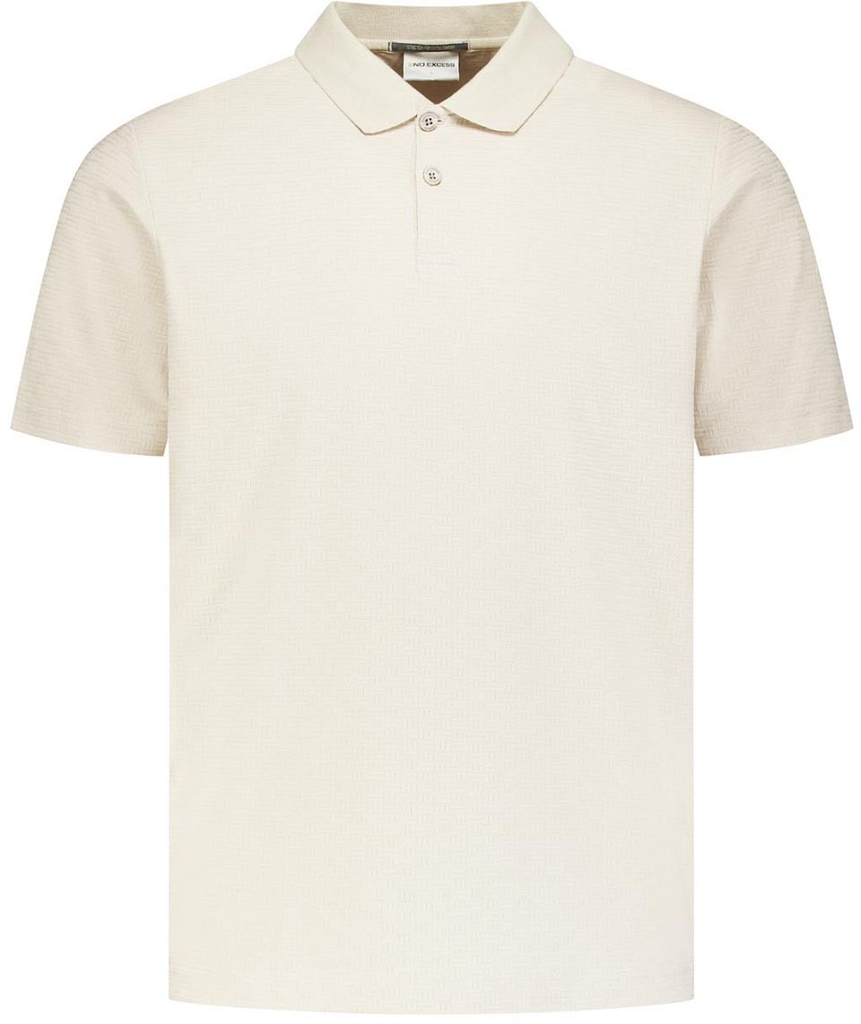 Stickad Poloshirt Structure Ecru Beige Off-White Storlek