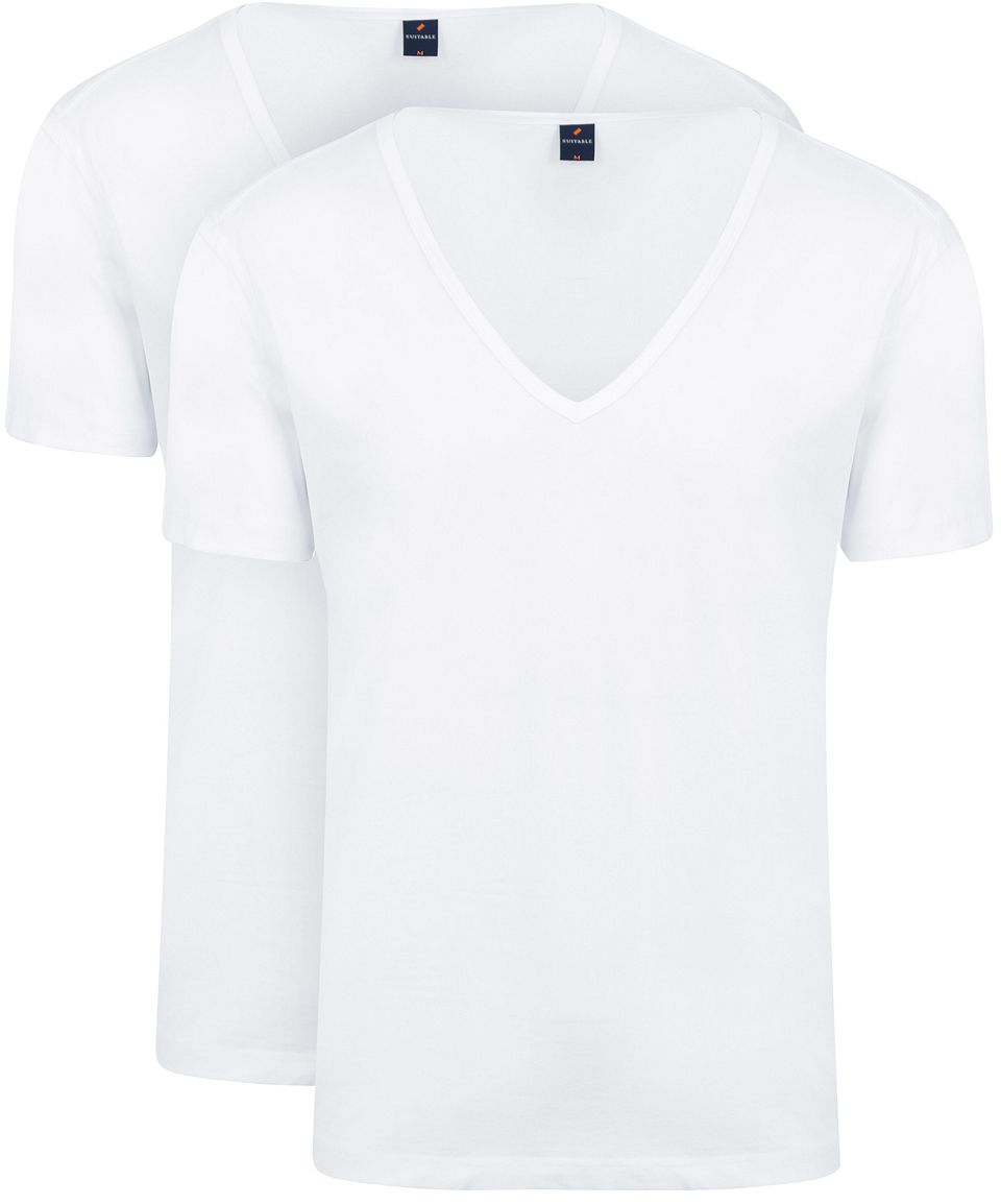 Vitaru T-shirt Djup V-ringad 2-pack Vit Storlek