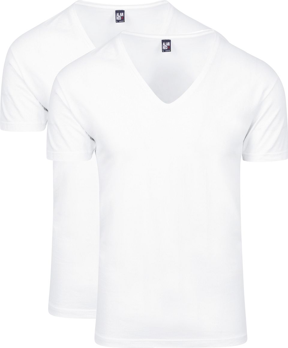 NOV T-shirt Extra Djup V-ringning 2-pack Vit Storlek