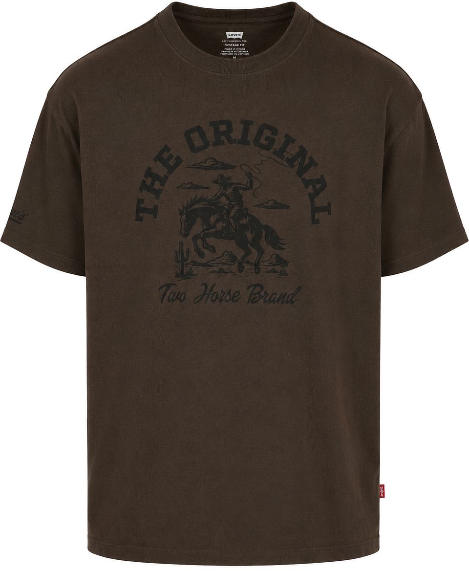 T-Shirt Graphic Logo Brun Storlek