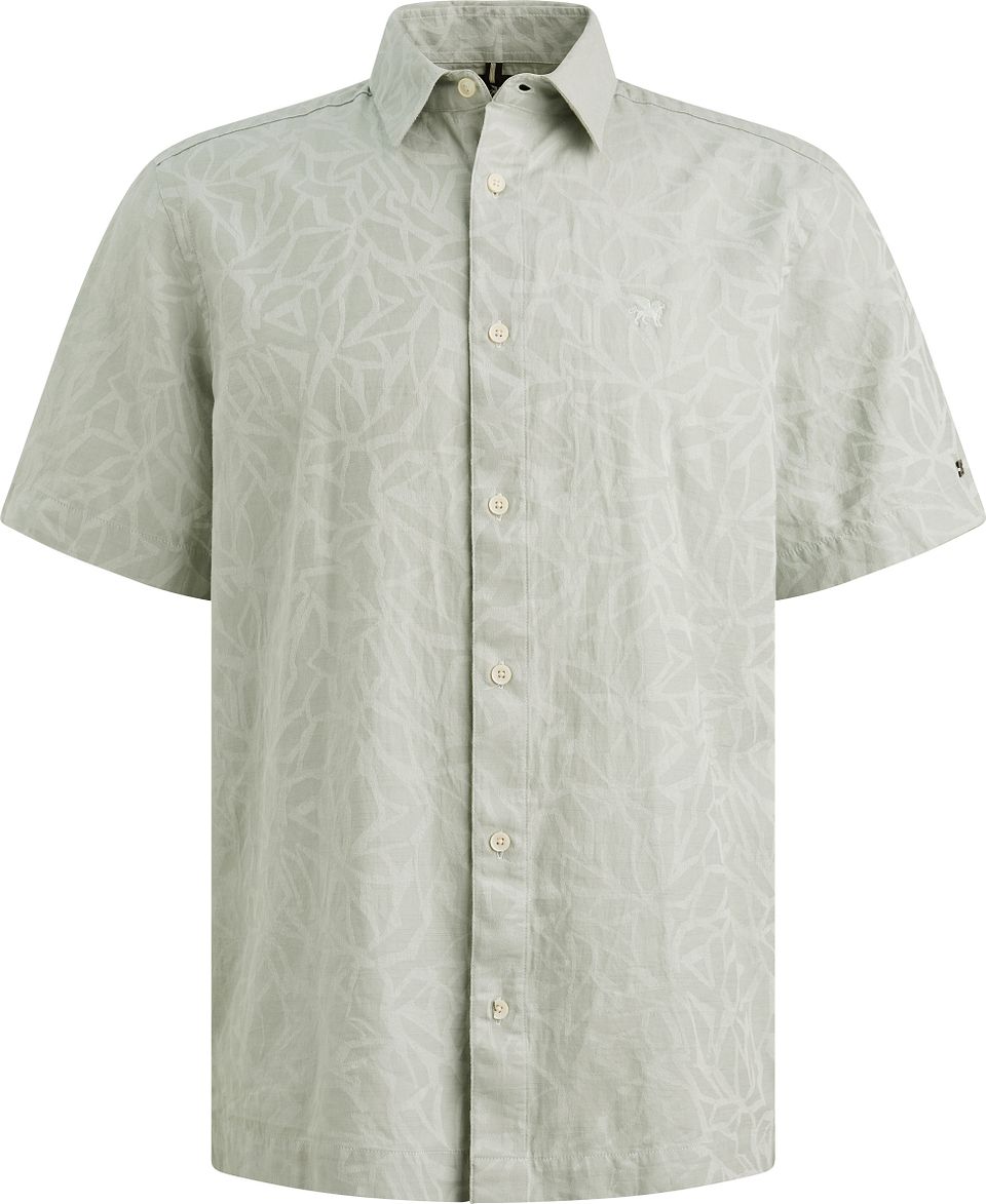 Kortärmad Skjorta Jacquard Greige Grå Beige Storlek