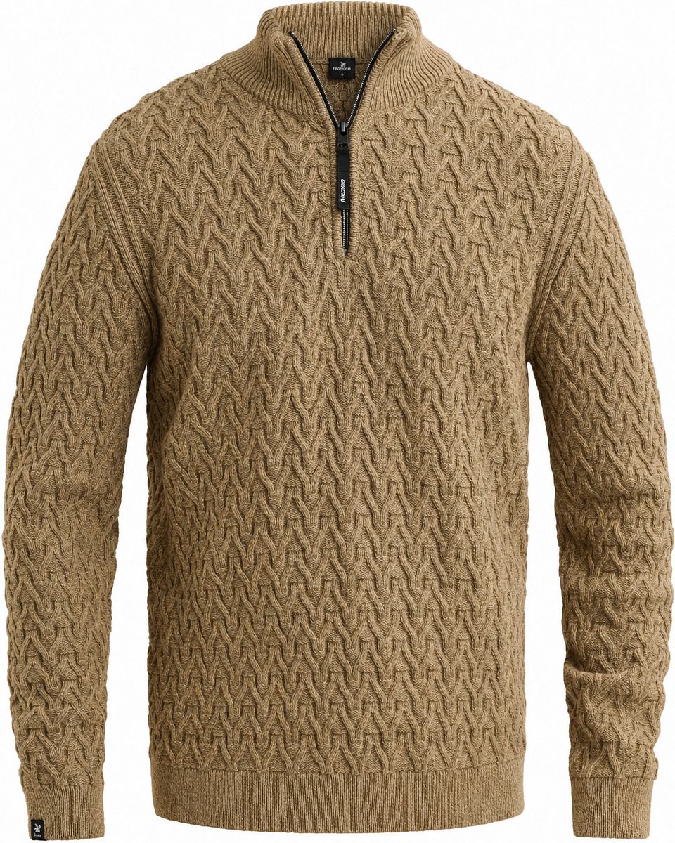 Tröja Half-zip Ullblandning Brun Beige