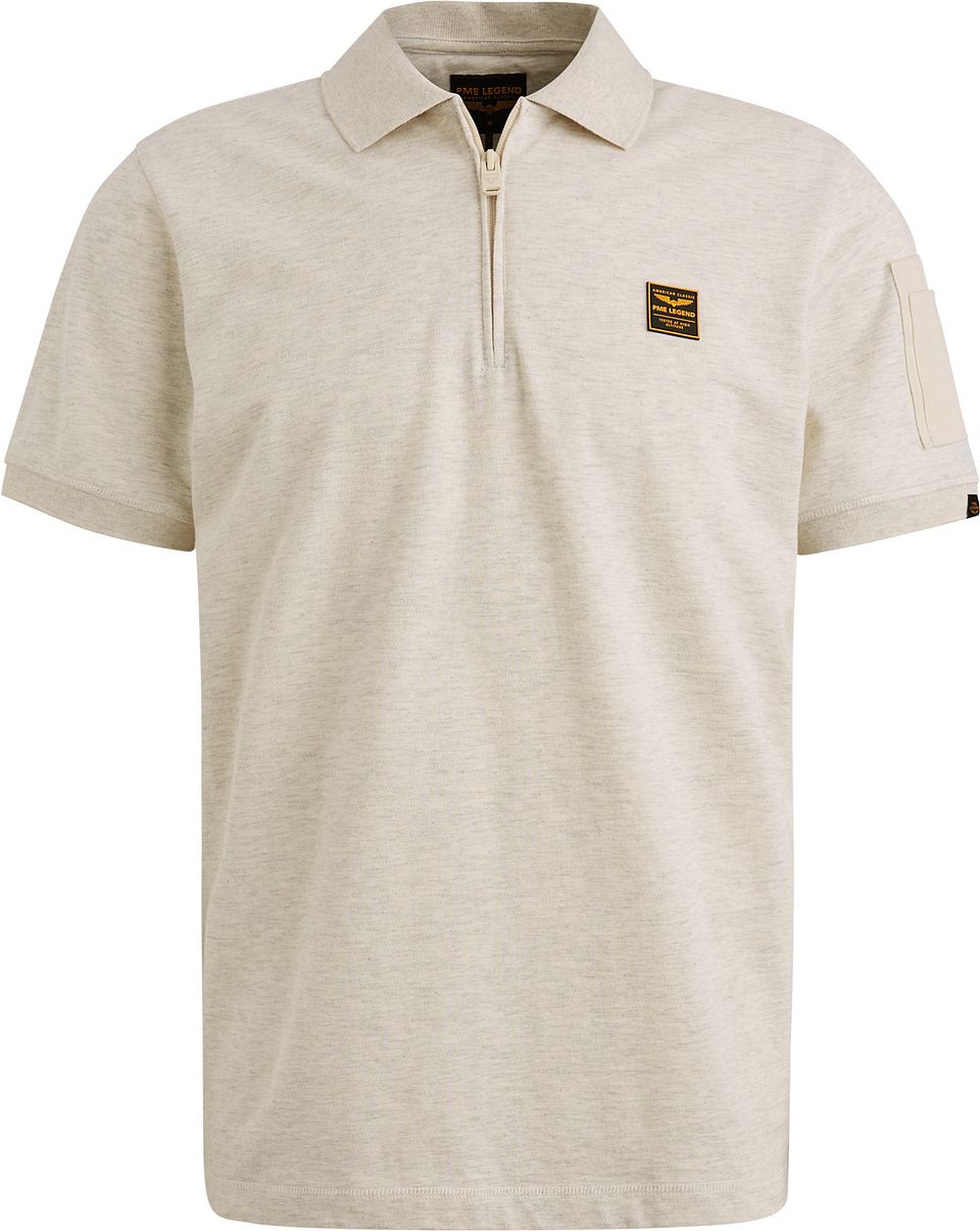 PME Legend Half-Zip Polo Shirt Piqué Interlock Ecru PPSS2504864