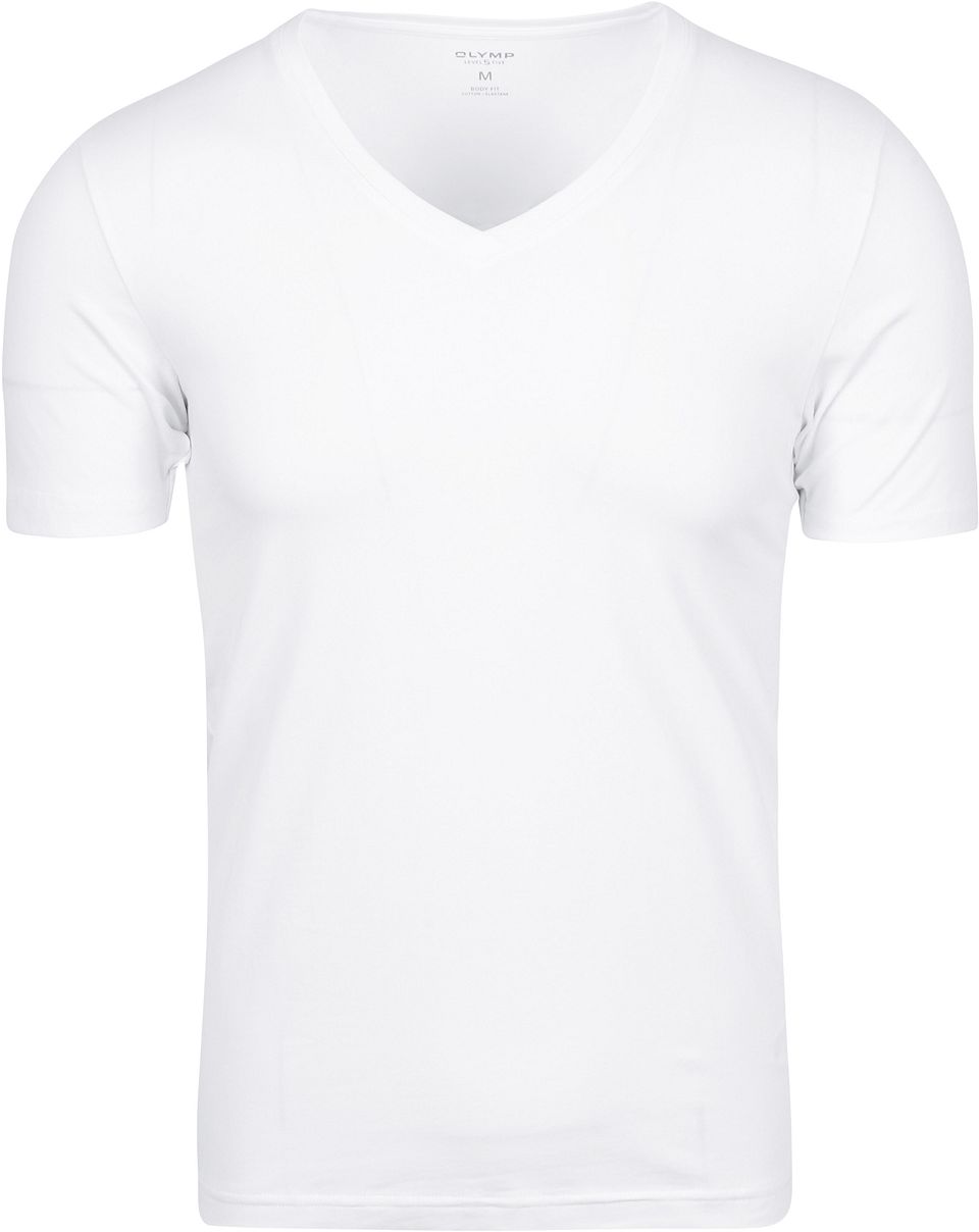 T-Shirt Djup V-ringning Stretch Vit Storlek