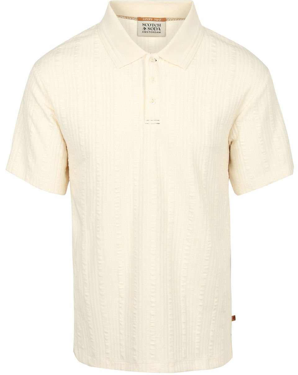 Scotch & Soda Stickad Piké Strukturerad Ecru Off-White Beige Storlek