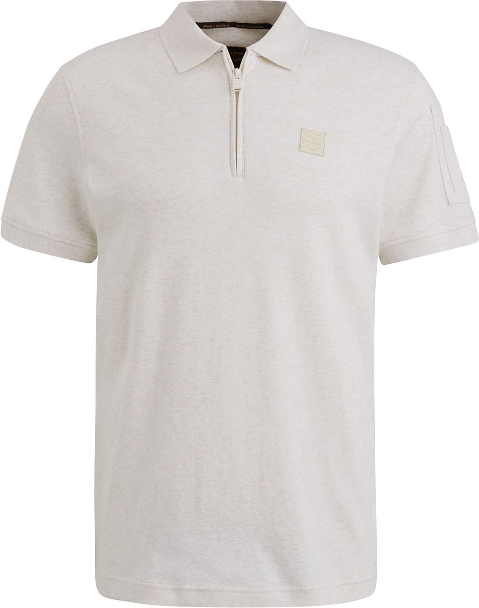 Halvzip-polotröja Interlock, Ecru Off-White Beige Storlek