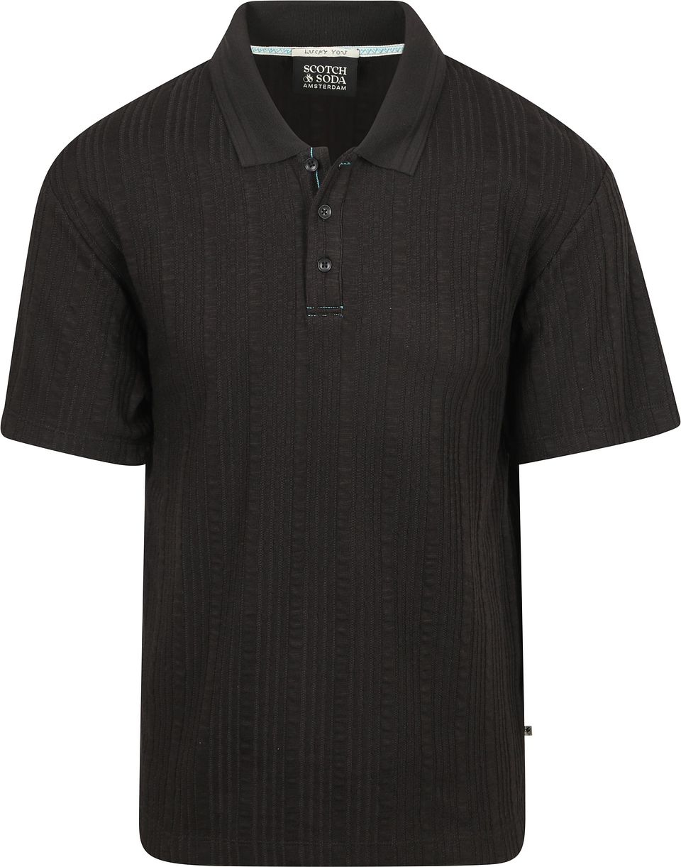 Scotch & Soda Stickad Piké Strukturerad Svart Storlek