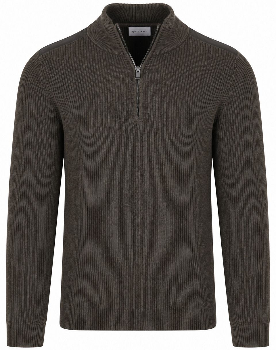 Half Zip-tröja Patch Olive Grön Mörkgrön Storlek