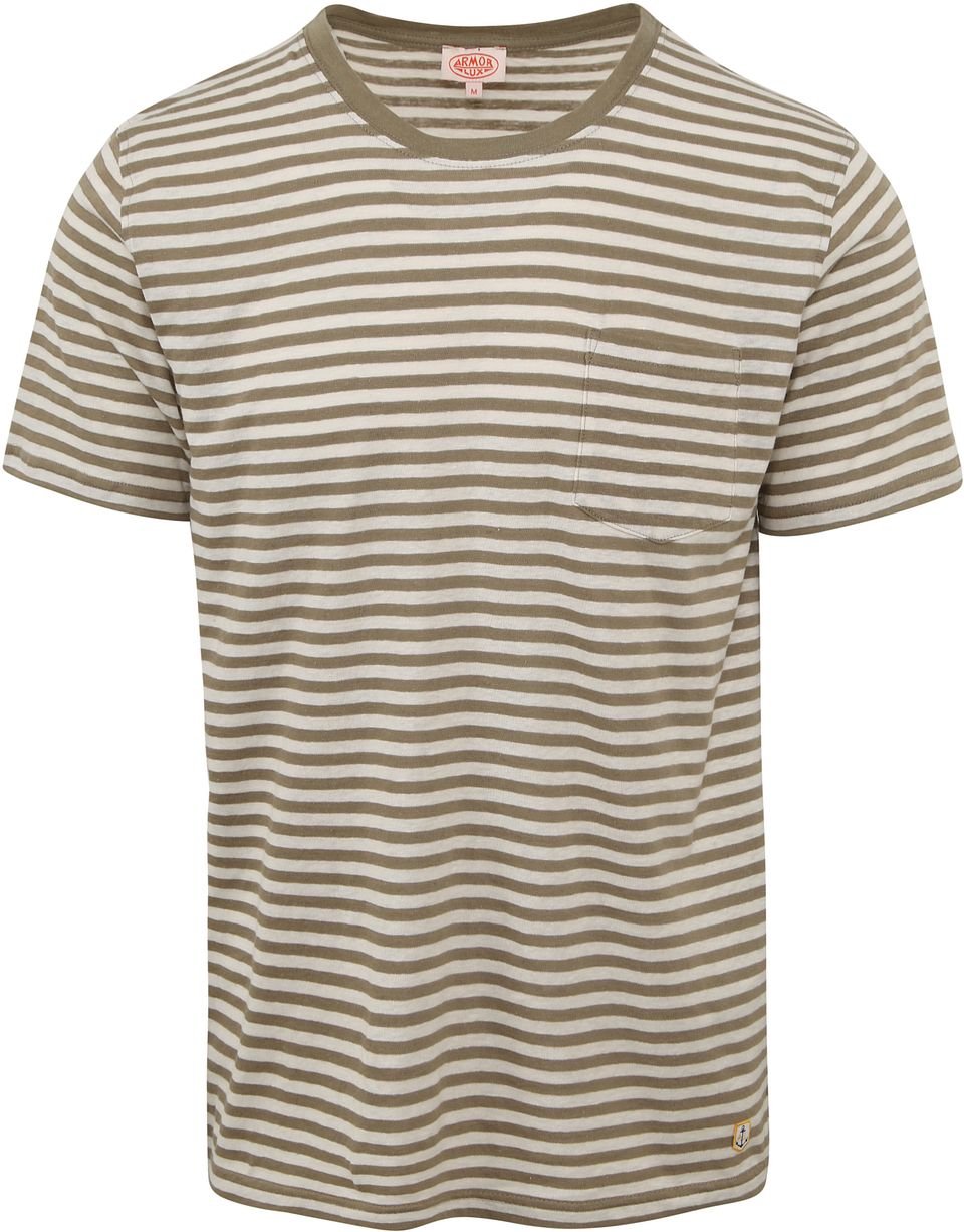 T-shirt Linne Randigt Grönt Grön Storlek