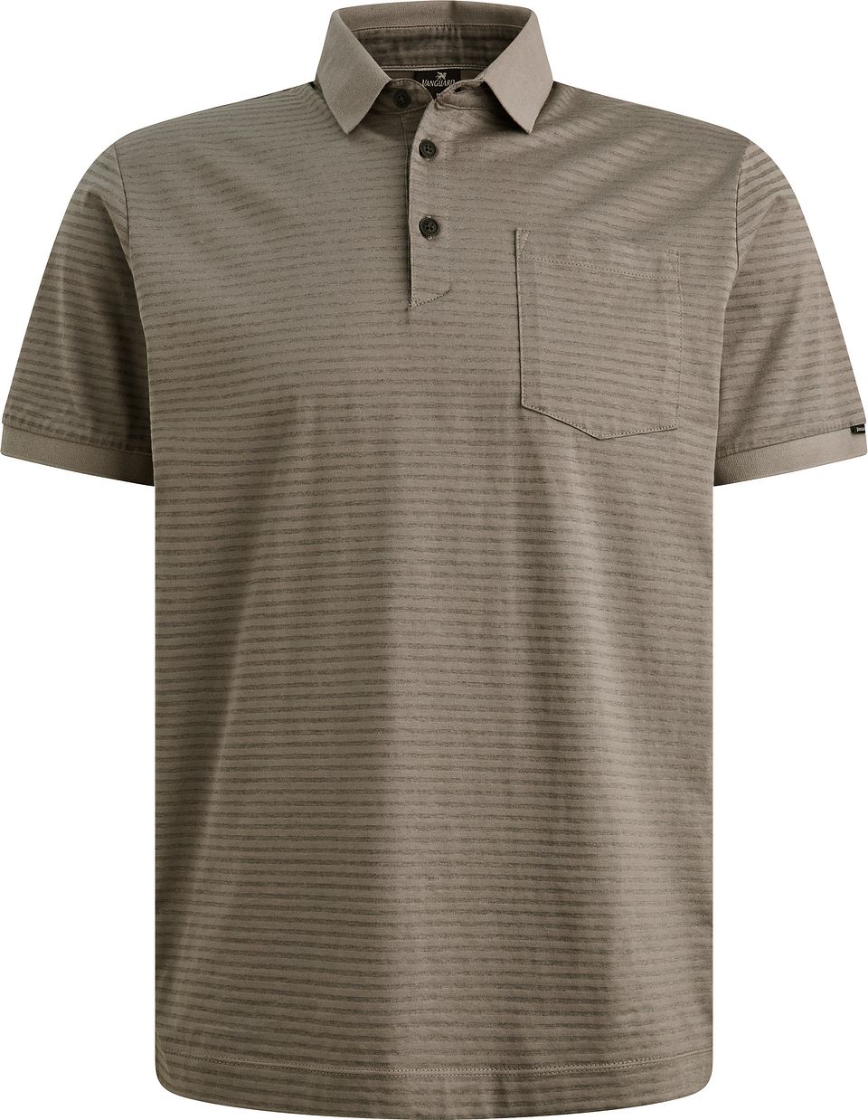 Jersey Poloshirt Randig Taupe Brun Storlek