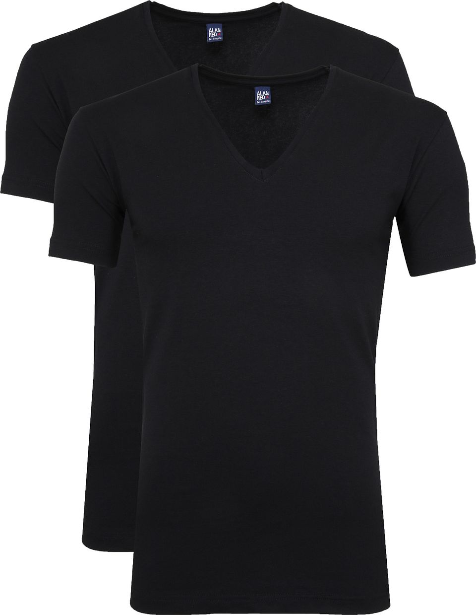 T-Shirt NOV V-Neck Stretch 2-pack Svart Storlek