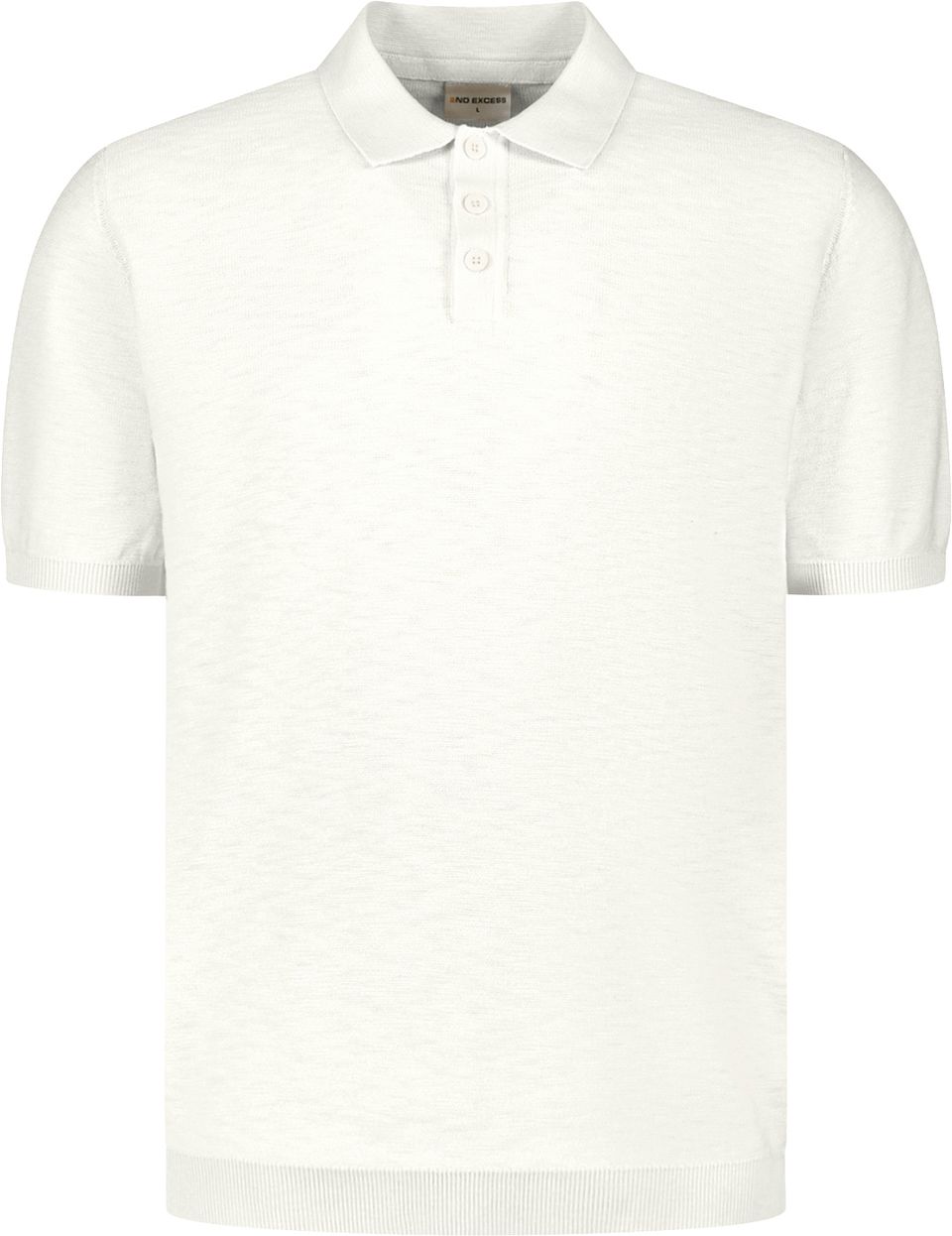 Stickad Polotröja i Slub Råvit Off-White Beige Storlek